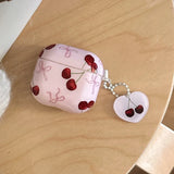 Lovely Pink Cherry Bowknot Gloss Soft Earphone Case For AirPods 4 For AirPods Pro 2 3 1 Headphone Accessories Protection Cover