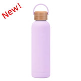Sports Thermos Cup With Bamboo Lid And Handle,Stainless Steel Vacuum Flasks,Camping Gym Drinkware,Small Mouth Water Bottle,750ml