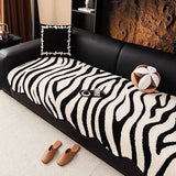 Leopard Pattern Thick Plush Sofa Cover, Irregular Couch Cover, Velvet Furniture Protector, Non-slip Seat Cover, 3 Seater