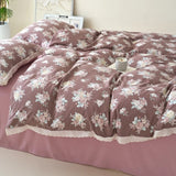 New class A double-layer yarn thickened three/four-piece set skin-friendly and breathable single double washed cotton