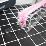 Simple Pencil Box Cute Transparent Pencil Case Zipper Square School Student Supplies Stationery Storage Bag
