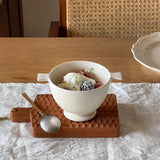Original Design Two Ear Short Footed Bowl Warm and Creamy White Ceramic Breakfast Bowl Cute