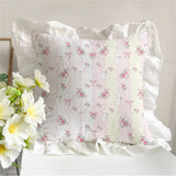 Korean Romantic Pillow Girl's Heart Washed Cotton Ruffled Cushion Cover Core Car Sofa Carto Rabbit Floral Pillow 45cmx45cm