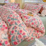 Kawaii Princess Pure Cotton Bedding Set Full Size Lovely Ruffles Single Doubel Duvet Cover Set Girls Woman Cozy Bedding Sets