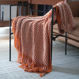New Knitted Throw Blanket Household Grid Diamond Shaped Sofa Decorative Bed Blanket Bed Tail Towel Luxury Bedspread Travel Shawl
