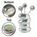strange Disco Ball Spiral Vase Glass Tiles Flower Bottle Disco Ball Planter Mirror Vase Home Living Room Decor creative gifts