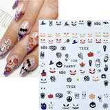 3D Luminous Nail Stickers Decals Black White Spider Web Skull Alien Planet Glow In The Dark Halloween Manicure Foils Tattoo Tips