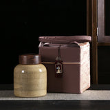 Wooden Lid Ceramic Storage Jar Moisture-proof Sealed Tea Canister Food Container Crafts Decoration