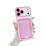 2 In 1 Clear PC Jelly Card Pack Phone Case For iPhone 17 Air 16 15 14 13 12 11 Plus Pro Max Insert Soft Full Frame Bumper Cover