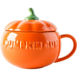 Halloween Creative Pumpkin Mug Ceramic Cup With Spoon Soup Mug With Lid Oatmeal breakfast Cup For kids Tea Milk Coffee Cup