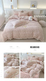 Princess Style Print Bedding Sets Ruffle Lace Bow Quilt Cover Romantic Bedclothes Home Decor Woman Girl Bedroom Duvet Cover 4pcs