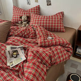 INS Girls Retro Bedding Sets New British Style Bed Sheet Set Women Plaid Queen Size Duvet Cover Sets With Pillowcases