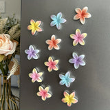 6pcs Tropical Frangipani Flower Fridge Magnet - 3D Hawaiian Plumeria Resin Art with 5 Petals, Magnetic Refrigerator Sticker