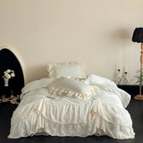 Green Egyptian Cotton Princess Bedding Set Luxury Lace Butterfly Embroidery Duvet Cover Sets Bed Sheet Pillowcases Home Textile