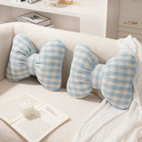 Cute Bedroom Bedside Pillow Home Decor Waist-Support Creative Plaid Bow Decorative
