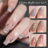Reflective Glitter Gel Nail Polish Sliver Champagne Sparkling Sequin Semi-permanent Varnishes Soak Off Nail Art Deco