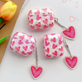 Pink Heart Girls Case for AirPods 4 Pro Shell Texture Earphone Protective Cover for Airpods 2 3 3rd Soft IMD Case with Keyring