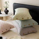 Thickened Cotton Linen Quilted Pillowcase 48x74cm Button Design Jacquard Pure Cotton Pillow Cover Solid Bedding Pillow Case