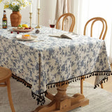 Customizable Floral Tablecloth with Lace Trim,Rectangular Dinner Table Cover,for Kitchen Dinning Tabletop,Home Parties Decor