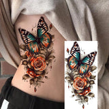 1 Sheet Beautiful Butterfly Flowers Temporary Tattoos For Women Girls Waterproof Fake Tattoos Floral Animals Temp Tatoo Stickers
