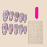 10pcs Handmade Sparkling Butterfly False Nails Press On Acyrlic Nails Long Almond Wearable Crystal Cat's Eye Fake Nails Finished