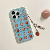 Strawberry Pattern Addition and Subtraction + Lanyard Mobile Phone Case Suitable for Apple for Iphone16Promax Case/For Iphone15Promax Case/14Pro Case/13 Iphonecase/Fashionable Women's Mobile Phone Case/Simple Mobile Phone Cas