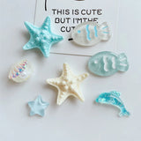 7pcs Geometric Starfish Shell Fish Dolphin Resin Fridge Magnets - Cute Ocean-Themed Decor for Kitchen, Office