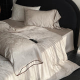 Vintage Jacquard Luxury Bedding Set Super Soft Silky Cooling Natural Lyocell Duvet Cover Flat/Fitted Bed Sheet Pillowcases 3/4Pc
