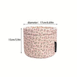 1Pc Rustic Style Portable Cosmetic Storage Bucket Small Broken Flower Desktop Organizer Storage Basket
