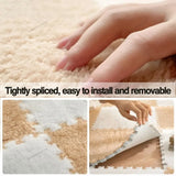 Plush Puzzle Foam Floor Mat Baby Play Mat Cute Soft Fluffy Interlocking Square Foam Tiles Area Rugs Carpet for Parlor Bedroom