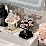 Cat Paw Shape Ceramic Toothbrush Holder Cute No Punching Toothbrush Holder Base Makeup Brush Storage Bathroom Accessories Tool