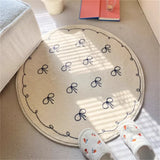 Princess Style Bowknot Round Carpet Simple Rugs for Girls Bedroom Large Area Carpets for Living Room Balcony Porch Door Mat