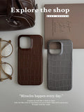 Creative INS Grey & Brown Alligator Skin Texture Fashion Phone Case for iPhone 16 15 14 13 Pro Max Back Phone Cover Capa