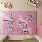 Cartoon PVC Welcome Doormat Korean Style Cute Dog Cuttable House Entrance Mat Carpet Anti Dust Pad Outdoor Aesthetic Home Decor
