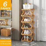 New Portable Small Foldable Shoe Rack Without Installation,Bamboo Shoe Rack for Storage.Ideal for Hallway,Bedroom,Living Room