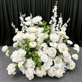 Pink Green Artificial Hydrangea Rose Anthurium Arrangement Wedding Table Centerpiece Floral Runner Party Backdrop Banquet Decor