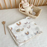 Baby Muslin Blanket 110X130cm Swaddle Blanket Gauze Thin Quilt Floral Print Double Layer Cotton Stroller Cover Kids Bedding