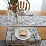 French Pastoral Cloth Placemat Waterproof Modern Simple Table Mat Coffee Table Plate Pad Blue Floral Cotton Fabric Home Decor