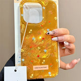 Case For iPhone 16 Pro Max 15 14 Plus 13 12 11 XS X XR 7 8 Plus Perforated Swirl IND Yellow Full Screen Tulip Floral Clear Cover