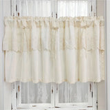 French Romantic Cream Geometric Semi Sheer Cafe with Curtain Beige Crochet For Bows Kitchen Cabinet Doors Bohemian Home Decor