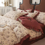 Princess Double-Layer Yarn Pure Cotton Bedding Set Skin Friendly Duvet Cover Kit for All Seasons Home Dormitory Comforter Set