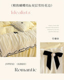 Luxury Princess Bedding Sets Princess Style Fashion 4Pcs Duvet Cover Bed Sheet Pillowcase Lace Ruffles Bed Skirt Bedroom Decor