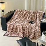 Ikeehome  new high gram weight stripe smudging blanket multi-functional office nap leisure blanket rabbit plush hemming blanket