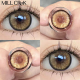 2pcs/Pair Color Contact Lenses Myopia Green Real looking Yearly Colored Lens Natural Dioptric Eye with Shimmer Degree Mill Creek