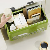 Foldable Desk Organizer No Drill Wall Mount Hanging Storage Box Space Saving Rack for Home Living Room Bedside Office Stationery