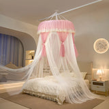 New Hung Dome Bed Canopy Mosquito Net for Girl Women Lace Yarn 2 Layers Round Dome Tent Curtain Room Decor