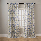 New Semi-Sheer Blackout Curtains, Slub Linen Look Floral Print Rod Pocket Drapes for Living Room Bedroom, 1/2 Panels Ready Made