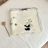 Baby Muslin Blanket 110X130cm Swaddle Blanket Gauze Thin Quilt Floral Print Double Layer Cotton Stroller Cover Kids Bedding