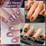 5pcs Coffee Sunset Cat Magnetic Gel Nail Polish Set Glass Beads Magnetic Semi Permanent Soak Off UV Gel Varnish Nail Supplies