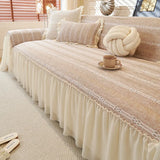 Elegant Solid Sofa Towel with Skirt Edge High-Quality All-Cover Easy-Care Dust Cover Four Seasons Home Textiles for Living Room
